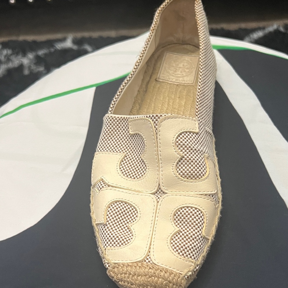 Tory Burch Cream and Tan Espadrilles